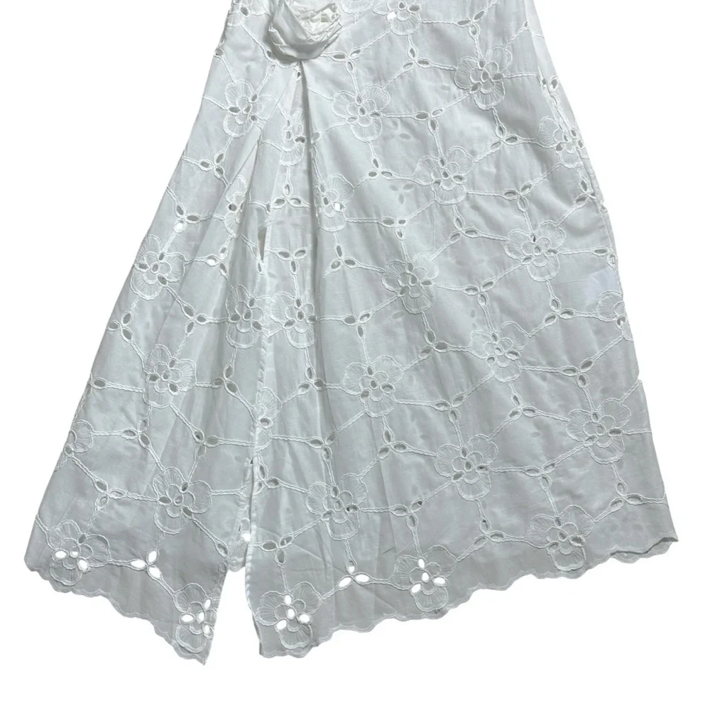 Free People Laagam White Cotton Bella Eyelet Midi Dress Womens S